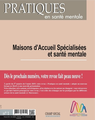 Pratiques en santé mentale N° 1, février 2019 : Maison d'Accueil Spécialisées et santé mentale