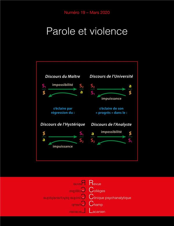 Revue des Collèges de Clinique psychanalytique du Champ lacanien N° 19, mars 2020 : Parole et violen
