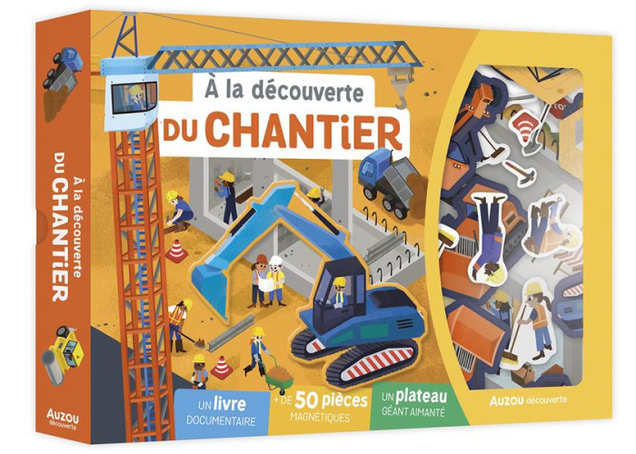 A la découverte du chantier. Coffret avec plus de 50 pièces magnétiques et 1 plateau géant aimanté