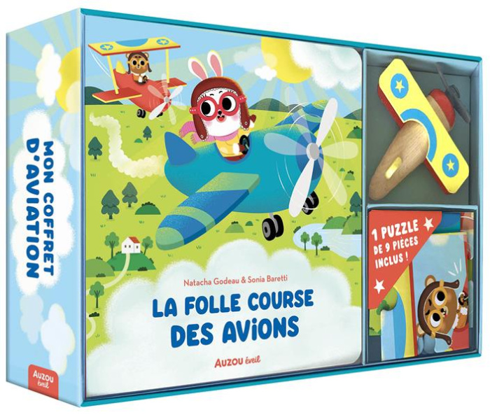 Mon coffret d'aviation. La folle course des avions ; Avec 1 puzzle et 1 avion en bois