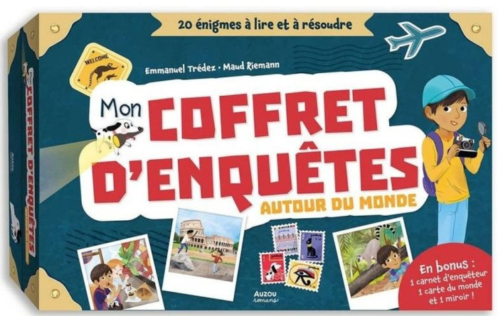 MON COFFRET D'ENQUETES AUTOUR DU MONDE - 20 ENIGMES A LIRE ET A RESOUDRE