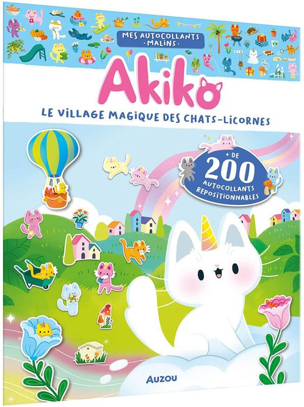 Akiko, le village magique des chats-licornes.   de 200 autocollants repositionnables