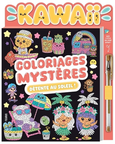 jezewski-mayumi-coloriages-mysteres-kawaii-detente-au-soleil-avec-stylo-gel-dore_0