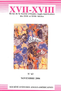 Bulletin de la Société d'Etudes Anglo-Américaines des XVIIe et XVIIIe siècles N° 63, novembre 2006 - Crunelle Vanrigh Anny