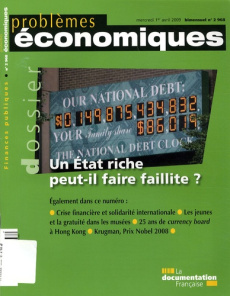 Problèmes économiques N° 2968 Avril 2009 : Un Etat riche peut-il faire faillite ? - Plane Mathieu