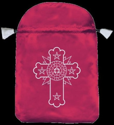 BOURSE SATIN ROUGE CROIX LATINE
