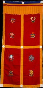 Tenture de porte Tibétaine brodée - rouge