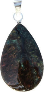 PENDENTIF YIN YANG OBSIDIENNE MANTA HUICHOL - MODELE GOUTTE