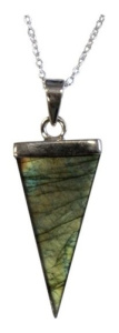 COLLIER EN ARGENT AVEC PENDENTIF POINTE PLATE DE LABRADORITE