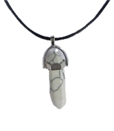 Collier Howlite Blanche Pointe Cordon noir