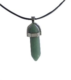 Collier Aventurine Verte Pointe Cordon noir