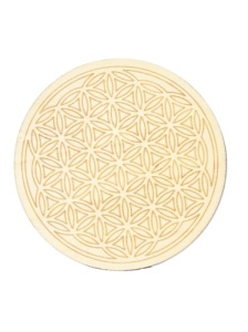 Socle de rechargement en bois Fleur de Vie gravée 10 cm