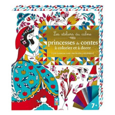 Princesse de contes à colorier et à dorer. 6 jolis tableaux avec 12 feuilles métallisées et une spat - Sileo Cinzia