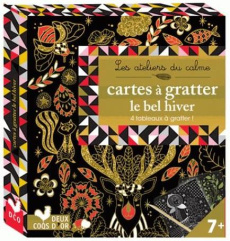 Cartes à gratter le bel hiver. 4 tableaux à gratter et 1 styler en bois - LA BALEINE LILI