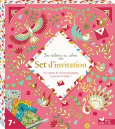 Set d'invitation. 10 cartes, 10 enveloppes, 1 planche de stickers et 1 feutre pailleté - De Page Alice