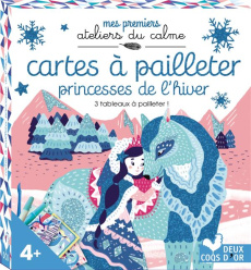 Cartes à pailleter princesses de l'hiver. Avec 3 tableaux, 1 spatule et 2 tubes de paillettes - Sileo Cinzia