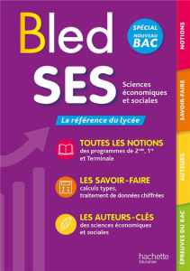 Bled SES Sciences économiques et sociales spécial nouveau BAC. Edition 2020 - Navarro Marion ; Barou Vincent ; Braquet Laurent ;