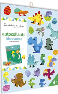 Autocollants dinosaures avec 6 décors. Avec 4 planches d'autocollants et 3 planchers de décors recto - Mosca Fabrice