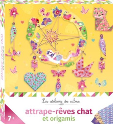 ATTRAPE-REVES CHAT ET ORIGAMIS - MINI-BOITE AVEC ACCESSOIRES - BOISSON MARIE-ROSE