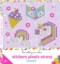 STICKERS PIXELS STRASS KAWAI - MINI BOITE AVEC ACCESSOIRES - COLLECTIF