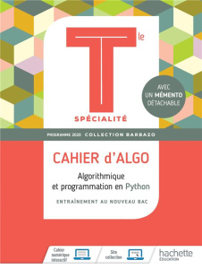 Algorithmique et programmation en Python Tle spécialité Barbazo. Cahier d'Algo. Avec 1 mémento détac - Barbazo Eric