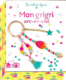 Mon grigri arc-en-ciel. Avec 1 coquillage coloré, 38 perles heishi, 6 perles dorées, 7 perles en boi - LUPIN MADEMOISELLE