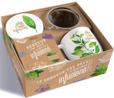 Coffret Le bonheur est pavé de bonnes infusions. Contient : 1 livre, 1 tasse et 1 passoire - Calvo Amaya