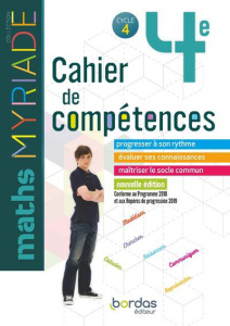 Maths 4e Myriade Cycle 4. Cahier de compétences, Edition 2019 - Boullis Marc