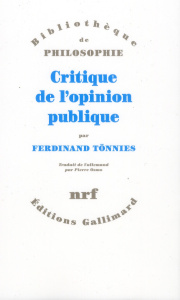 Crititque de l'opinion publique - Tönnies Ferdinand ; Osmo Pierre