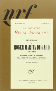 La Nouvelle Revue Française/721958/Hommage à Roger Martin du Gard - Gallimard