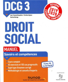 Droit social DCG 3. Manuel, Edition 2019-2020 - Bocquillon Jean-François ; Alglave Christine ; Mar
