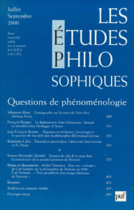 Les études philosophiques N° 3, Juillet-septembre 2000 : Questions de phénoménologie - COLLECTIF