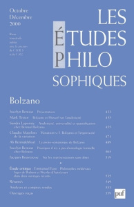 Les études philosophiques N° 4, Octobre-Décembre 2000 : Bolzano - COLLECTIF