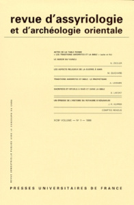 Revue d'assyriologie et d'archéologie orientale N° 43-1/1999 - COLLECTIF
