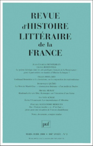 Revue d'histoire littéraire de la France N° 2 mars-avril 2000 - COLLECTIF
