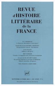 Revue d'histoire littéraire de la France N° 5, Septembre-octobre 2000 - Baverel-Croissant Marie-Françoise ; Blancart-Casso