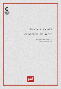 Sciences sociales et sciences de la vie - Guillo Dominique