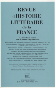 Revue d'histoire littéraire de la France N° 2, Avril-juin 2009 : La nouvelle en France dans le premi - Godenne René ; Bédrane Sabrinelle ; Viegnes Michel