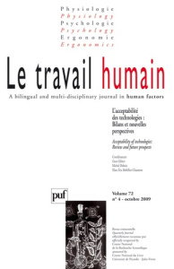 Le travail humain Volume 72 N° 4, Octobre 2009 - Prigent M