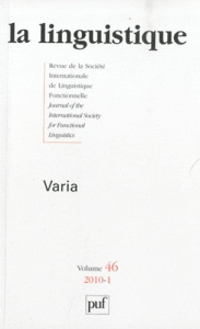 La linguistique N° 46, 2010-1 : Varia - Rastall Paul Richard ; Bican Ales ; Adamou Evangel