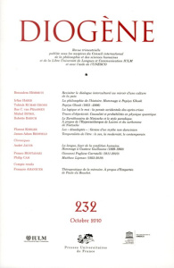Diogène N° 232 Octobre-décembre 2010 - Himmich Bensalem ; Habib Irfan ; Bitbol Michel ; B