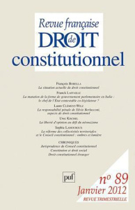 Revue française de Droit constitutionnel N° 89, Janvier 2012 - Morvan Alain