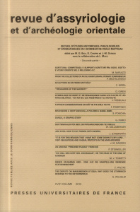 Revue d'assyriologie et d'archéologie orientale N° 107/2013 : Recueil d'études historiques, philolog - Biga G. ; Charpin Dominique ; Durand Jean-Marie ;