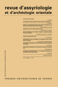 Revue d'assyriologie et d'archéologie orientale N° 109/2015 - Charpin Dominique
