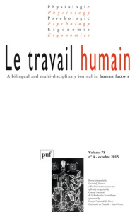 Le travail humain Volume 78 N° 4, Octobre 2015 - Mériot Frédéric
