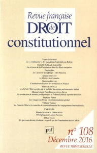 Revue française de Droit constitutionnel N° 108, décembre 2016 - Maus Didier ; Roux André