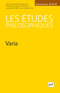 Les études philosophiques N° 4, novembre 2018 : Varia - Lefebvre David