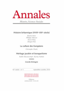 Annales Histoire, Sciences Sociales/5/Histoire britannique (XVIIIe-XIXe siècle) , La culture des Eur - Minard Philippe