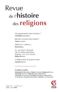 Revue de l'histoire des religions Tome 227 N° 2, Avril-juin 2010 - Lemardelé Christophe ; Lajoye Patrice ; Rydving Ha