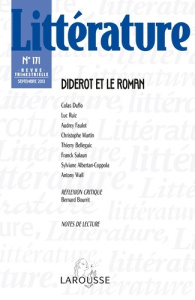 Littérature N° 171, septembre 2013 : Diderot et le roman - Jouven Nathalie